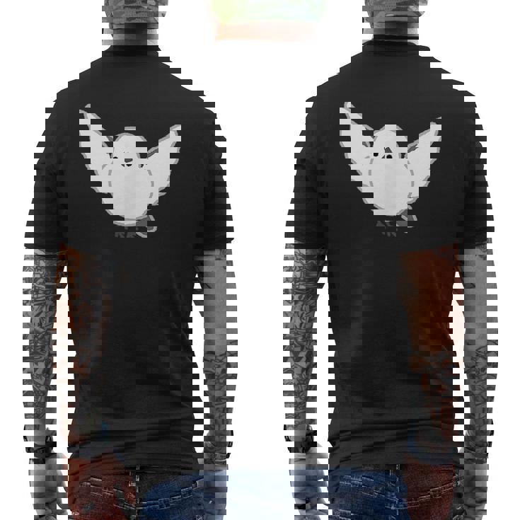 シマエナガ 翼を広げて飛ぶ しまえなが デフォルメ メンズTシャツ バックプリント