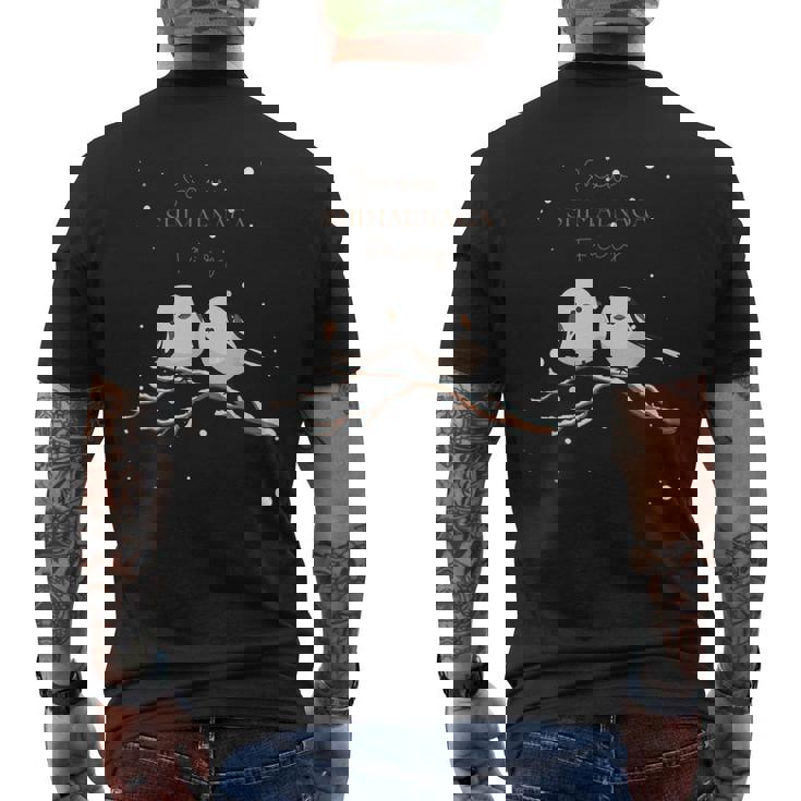 シマエナガ 雪の妖精 北海道 日本の野鳥 メンズTシャツ バックプリント