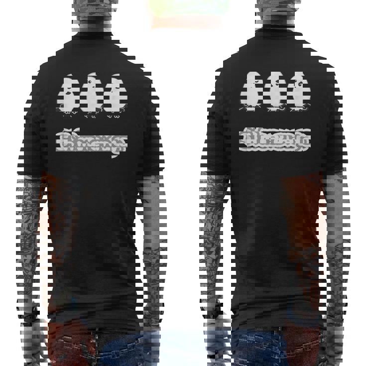 シマエナガ『ともだち』白い鳥【どうぶつフレンズ】動物 ゆるくて かわいい イラスト メンズTシャツ バックプリント