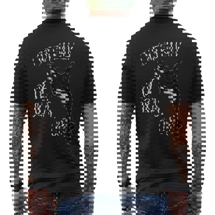 シャチが好きなだけなんだシャチ メンズTシャツ バックプリント