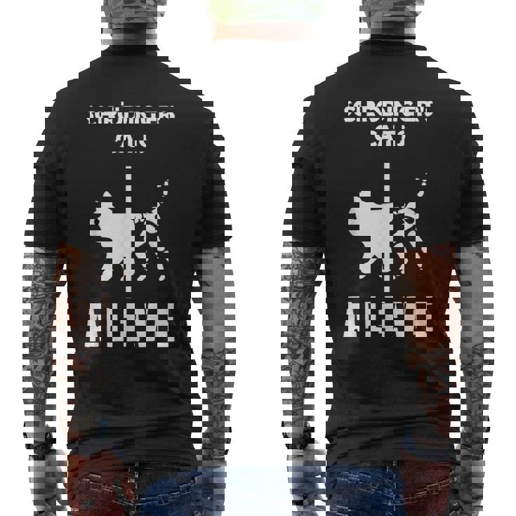 シュレディンガーの猫-死んで生きている-物理オタク メンズTシャツ バックプリント