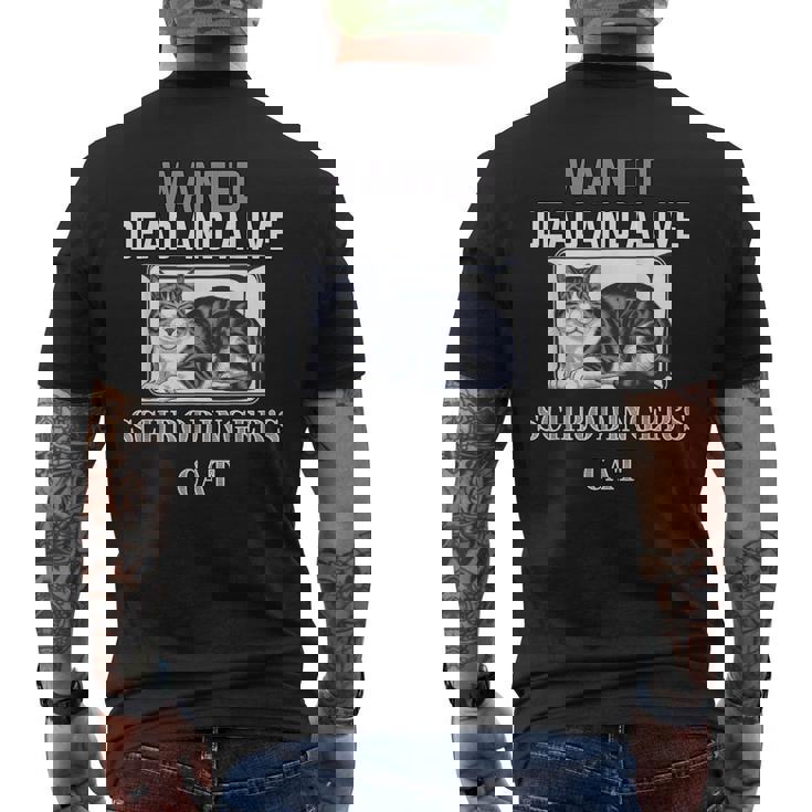 シュレディンガーの猫指名手配教師 物理科学教授 メンズTシャツ バックプリント