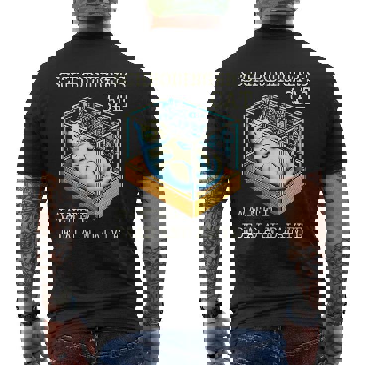 シュレディンガーの猫指名手配教授 科学物理教師 メンズTシャツ バックプリント