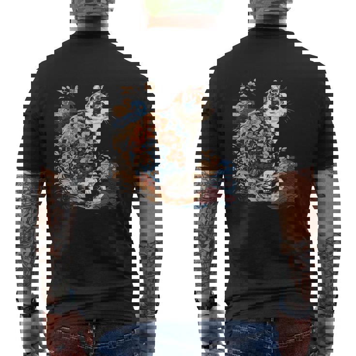 シュールレアリズム 日本画 三毛猫 メンズTシャツ バックプリント