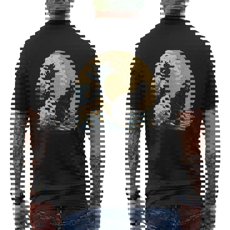 シュールレアリズム 日本画 黒猫 メンズTシャツ バックプリント