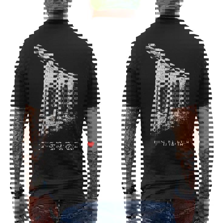 シンガポール マリーナベイ ヴィンテージ スカイライン アジア アイラブシンガポール I Loveingapore メンズTシャツ バックプリント