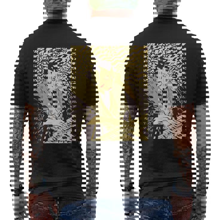 シンセサイザー テクノ 音楽 面白い サムライ シンセサイザー メンズTシャツ バックプリント