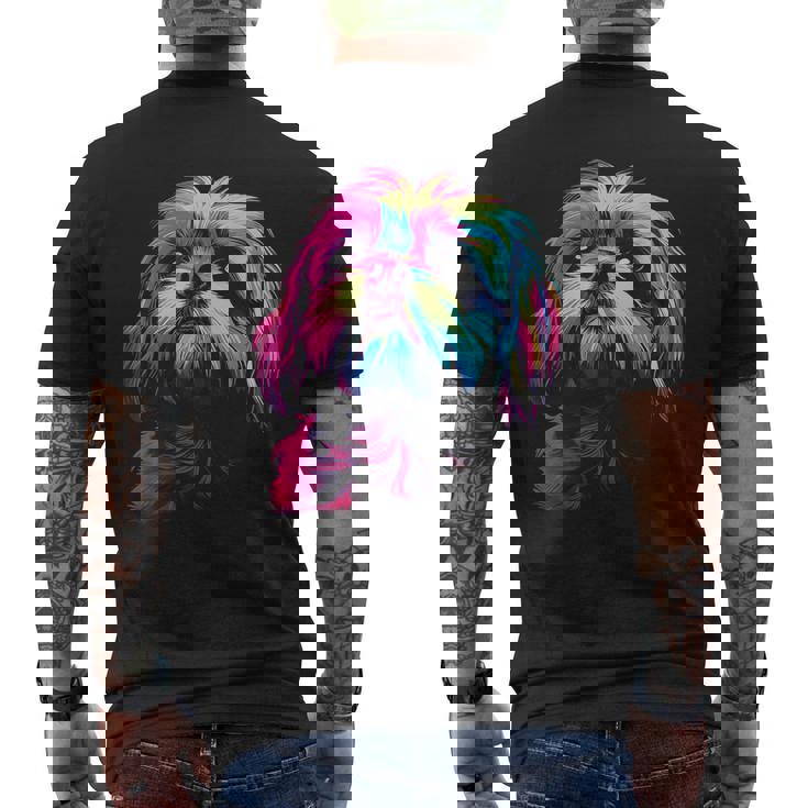 シーズー グラフィック ペット イラスト 犬 シーズー メンズTシャツ バックプリント