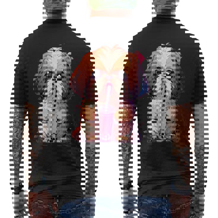 シーズー ボバティー バブルティー アニメ カワイイ 犬 メンズTシャツ バックプリント