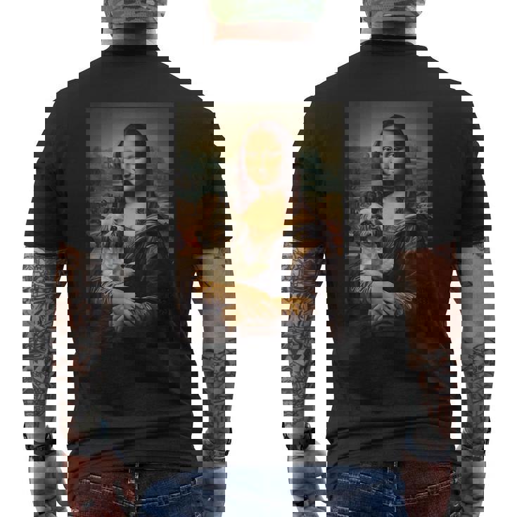 シーズー モナリザ 絵画 アート 犬 ママ お父さん メンズTシャツ バックプリント