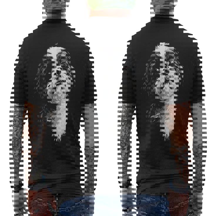 シーズー 犬 モチーフ ペット イラスト シーズー メンズTシャツ バックプリント