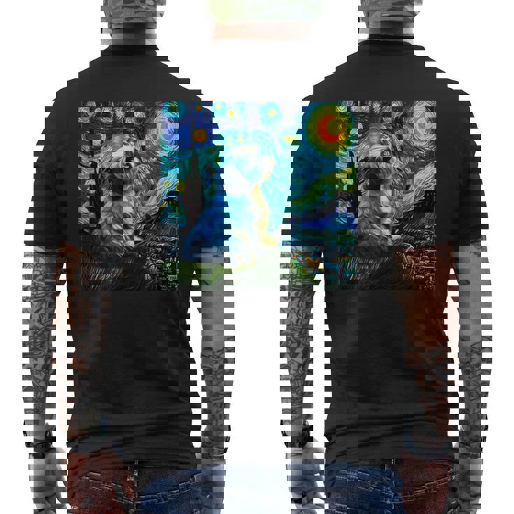 シーズー 面白いtシャツ 犬 ゴッホ 星月夜 かわいい メンズ 子供 おもしろ 服 グッズ ネタ メンズTシャツ バックプリント