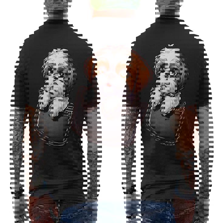 シーズーインポケット シーズー犬好き メンズTシャツ バックプリント