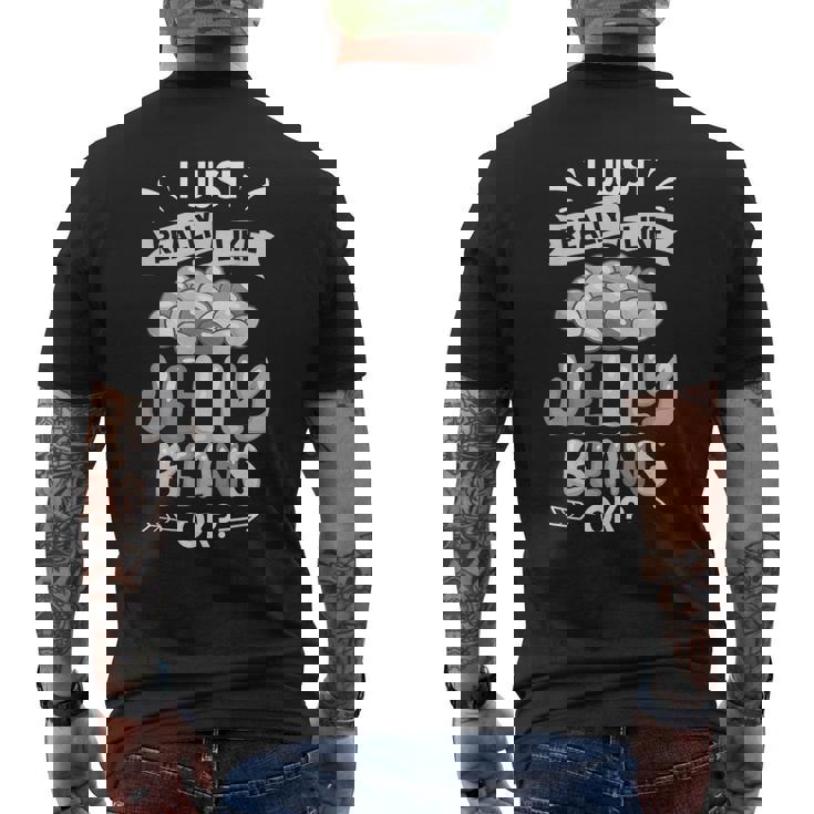 ジェリービーンファニーキャンディかわいいおやつ メンズTシャツ バックプリント