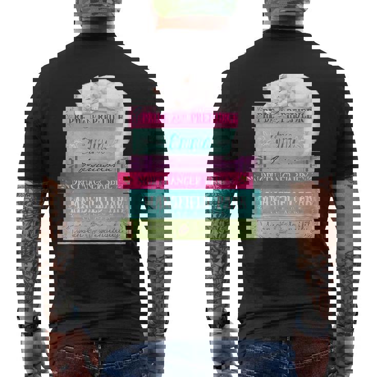 ジェーンオースティン 本 スタック おもしろ文学 メンズTシャツ バックプリント