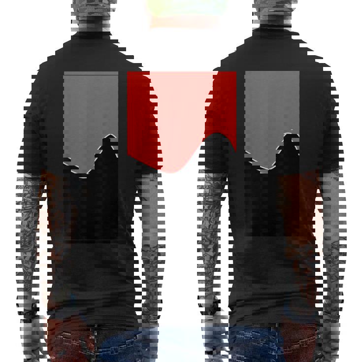 ジオメトリック ツートーン ウェーブ パターン カーミン ピンクとブラック メンズTシャツ バックプリント