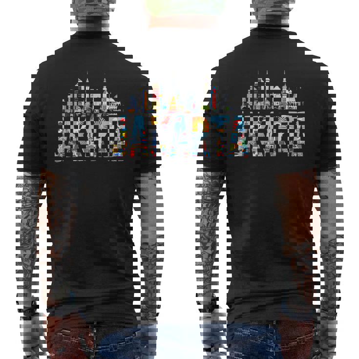 ジャカルタ旅行 インドネシア アウトフィット バケーション ジャカルタ メンズTシャツ バックプリント