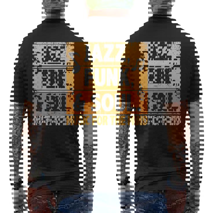 ジャズファンクソウルミュージックフォーザマインドジャズラバーファンクファナティック メンズTシャツ バックプリント