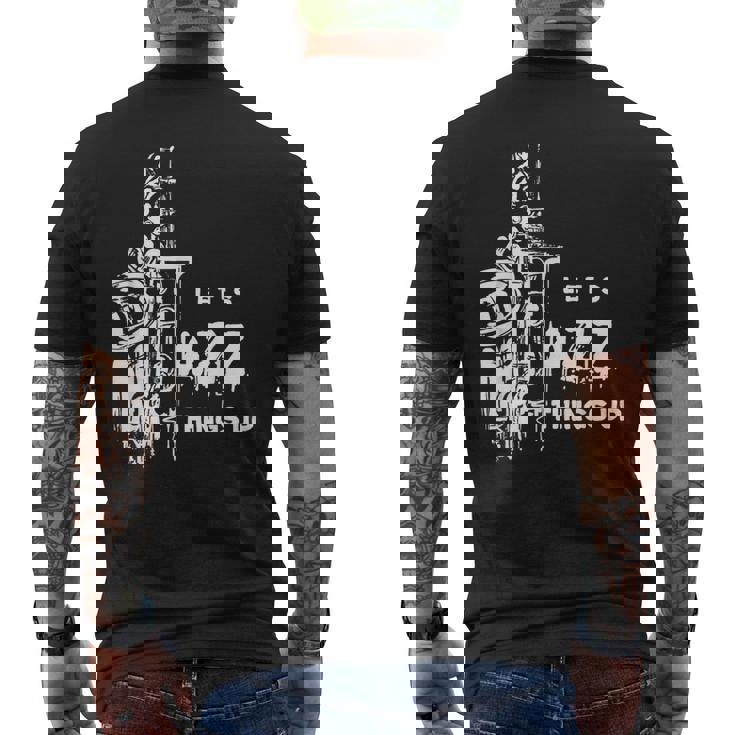 ジャズ・サックス レッツ・ジャズ・シング・アップlet's Jazz Thing Up メンズTシャツ バックプリント