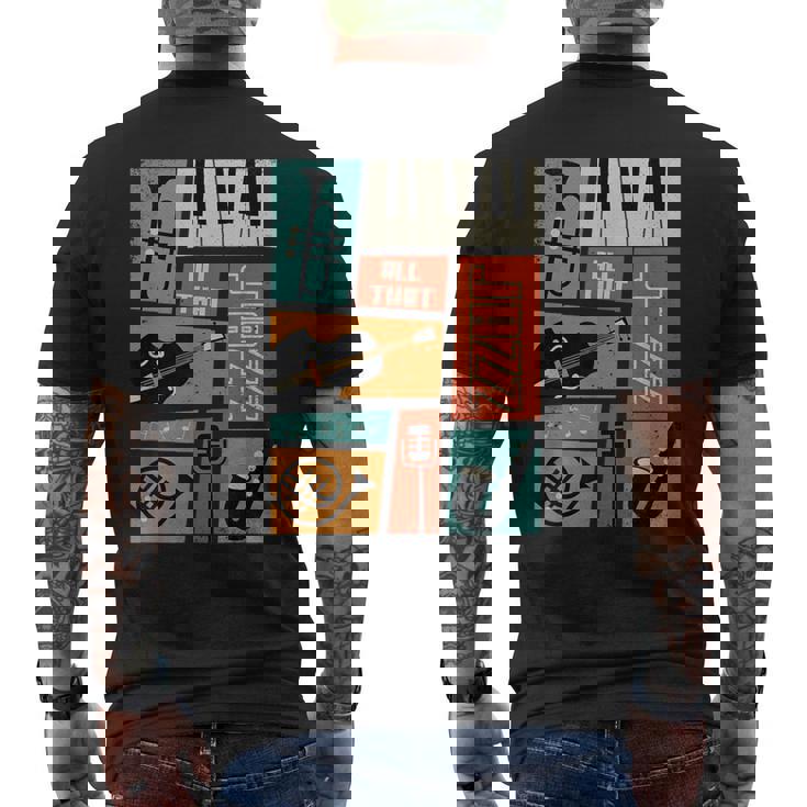 ジャズ音楽-レトロヴィンテージピアノジャズ メンズTシャツ バックプリント