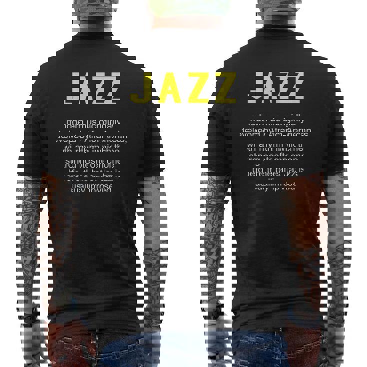 ジャズ音楽辞書の定義面白いジャズミュージシャンヴィンテージ Jazz メンズTシャツ バックプリント