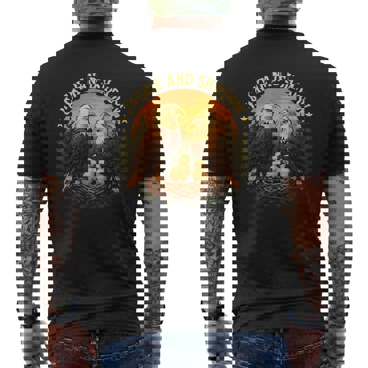 ジャッキーとシャドウ ハクトウワシビンテージ野生動物 自然 メンズTシャツ バックプリント