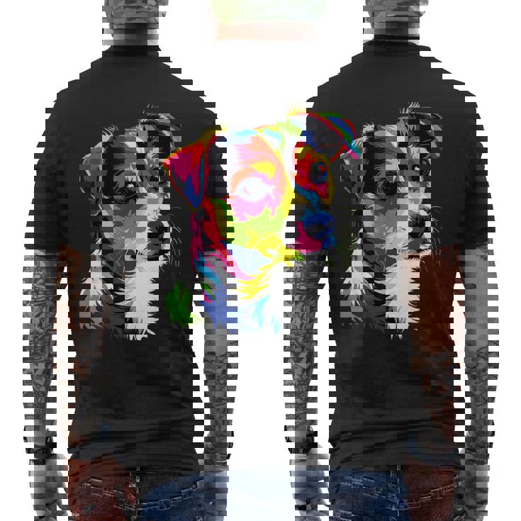 ジャック・ラッセル・テリア ブライトカラー ポップアート 愛犬家 メンズTシャツ バックプリント