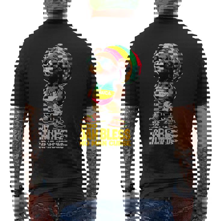 ジャマイカ かわいいラスタ テディベア ジャー ブレス レゲエ ルーツ メンズTシャツ バックプリント