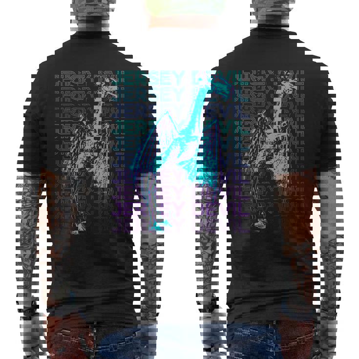 ジャージーデビルクリプティッドクリプトゾロジーレトロ メンズTシャツ バックプリント