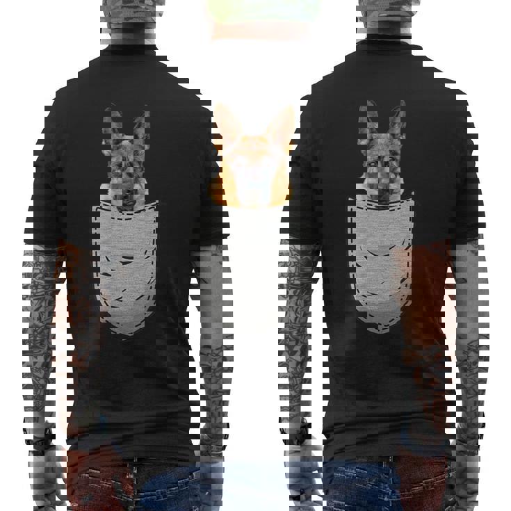 ジャーマンシェパード 犬の胸ポケット 犬の飼い主用 メンズTシャツ バックプリント