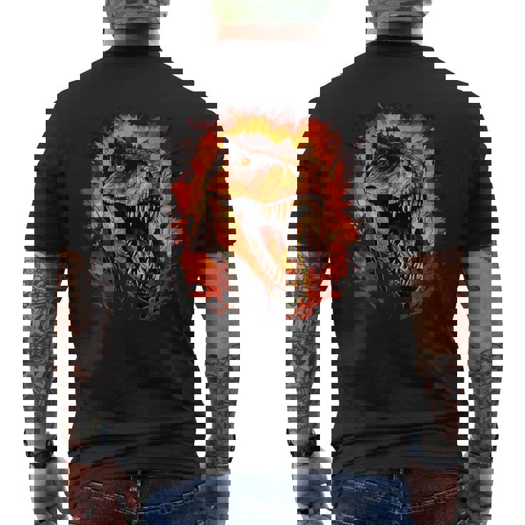 ジュラシックワールド ティラノサウルスレックス 恐竜の肖像画 メンズTシャツ バックプリント