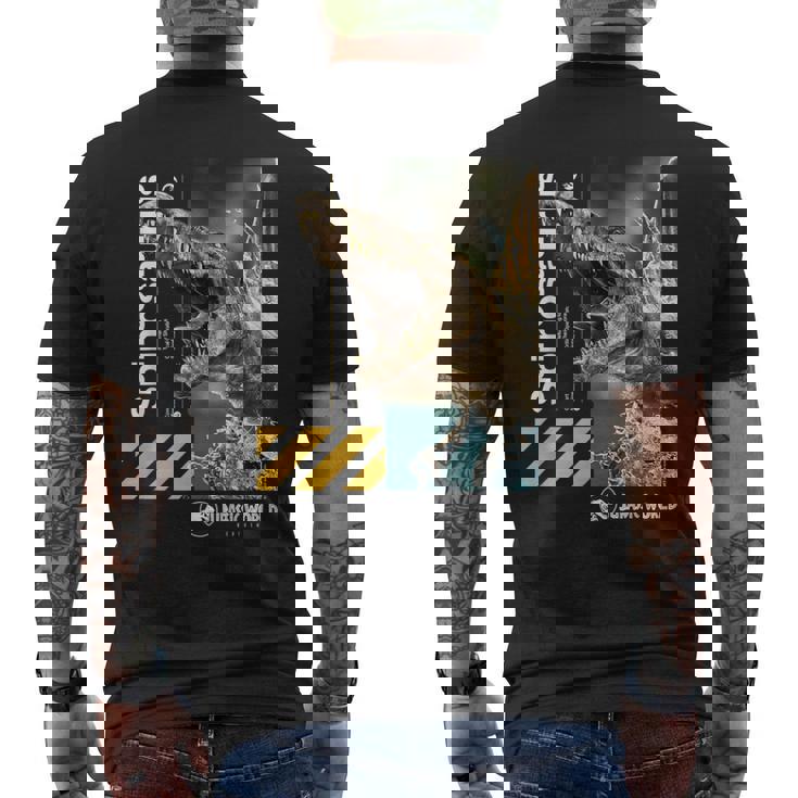 ジュラシックワールド 再生スピノサウルス メンズTシャツ バックプリント