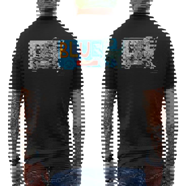 ジュラシック・ワールド Blue Cute Illustlation メンズTシャツ バックプリント