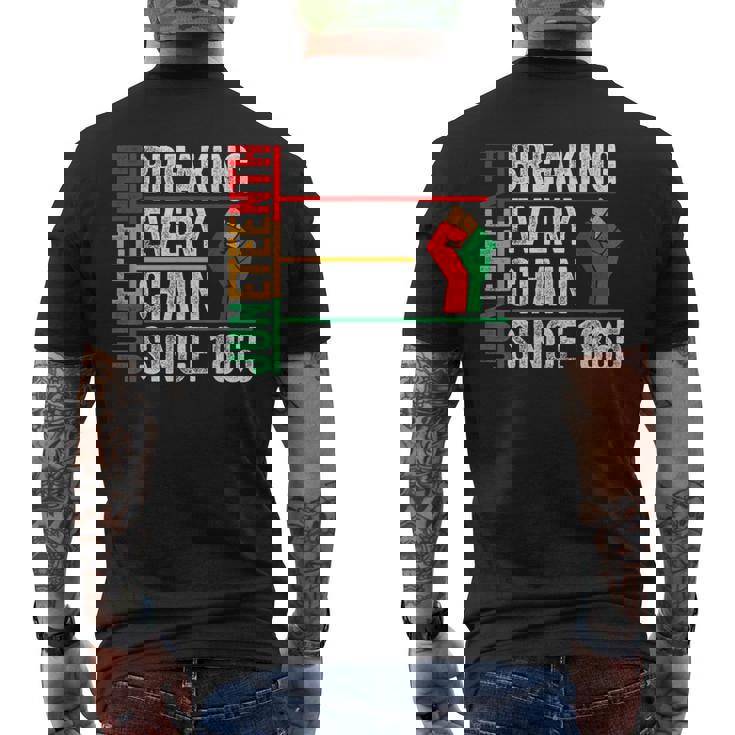 ジューンティーンスは1865年以来すべてのチェーンを断ち切りました メンズTシャツ バックプリント