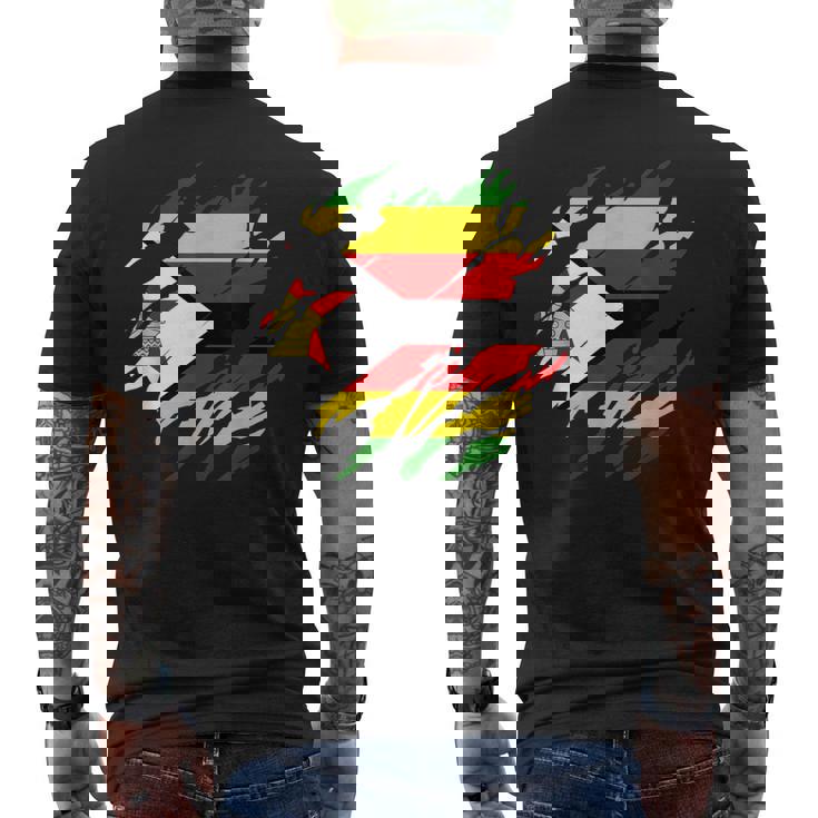 ジンバブエの旗ジンバブエ メンズTシャツ バックプリント