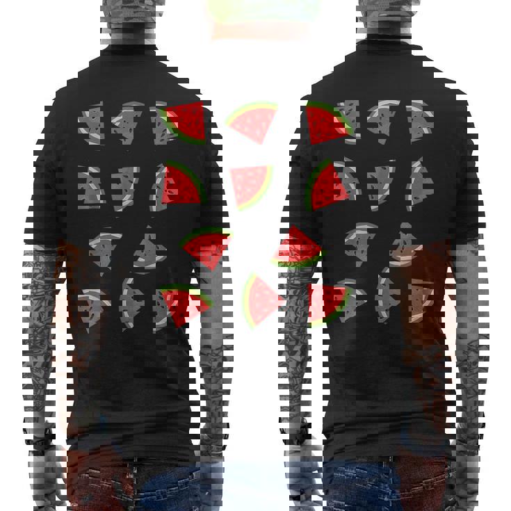 スイカ柄 フルーツスライス スイカ コスチューム メンズTシャツ バックプリント