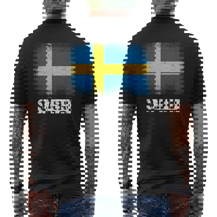 スウェーデン国旗スウェーデン メンズTシャツ バックプリント