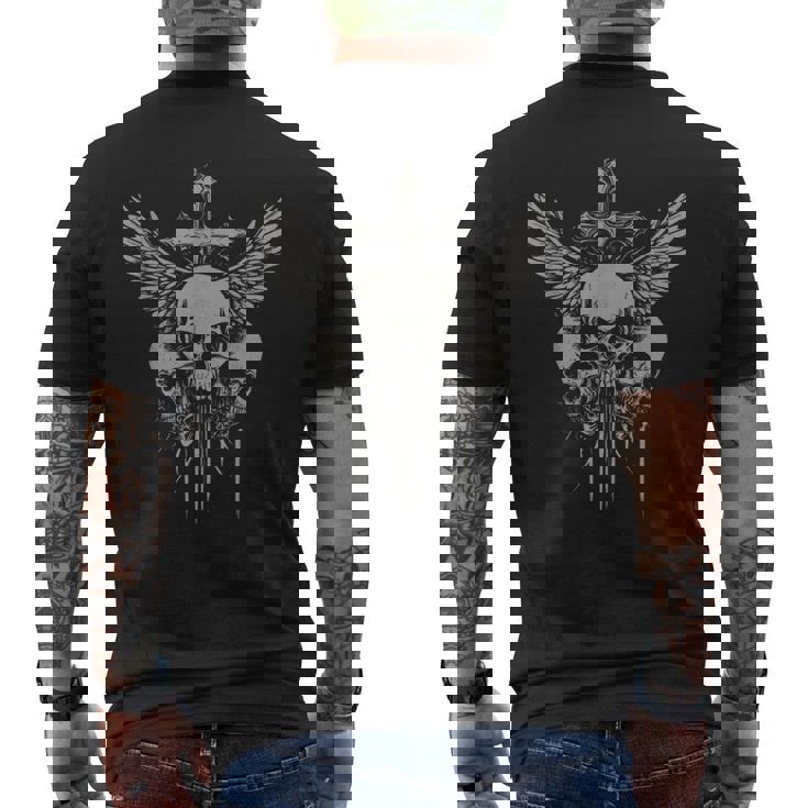 スカル クロス Y2k グランジ 美的 Alt ゴス スカル クロス ゴシック メンズTシャツ バックプリント