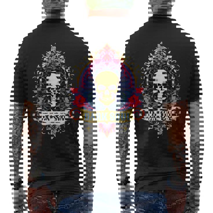 スカル ゴシック ダーク バナー ソウルフラワー エステティック スカル ゴス メンズTシャツ バックプリント
