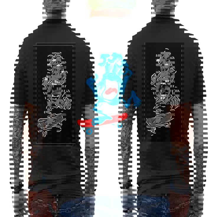スクリーミング スケートボードハンド メンズTシャツ バックプリント