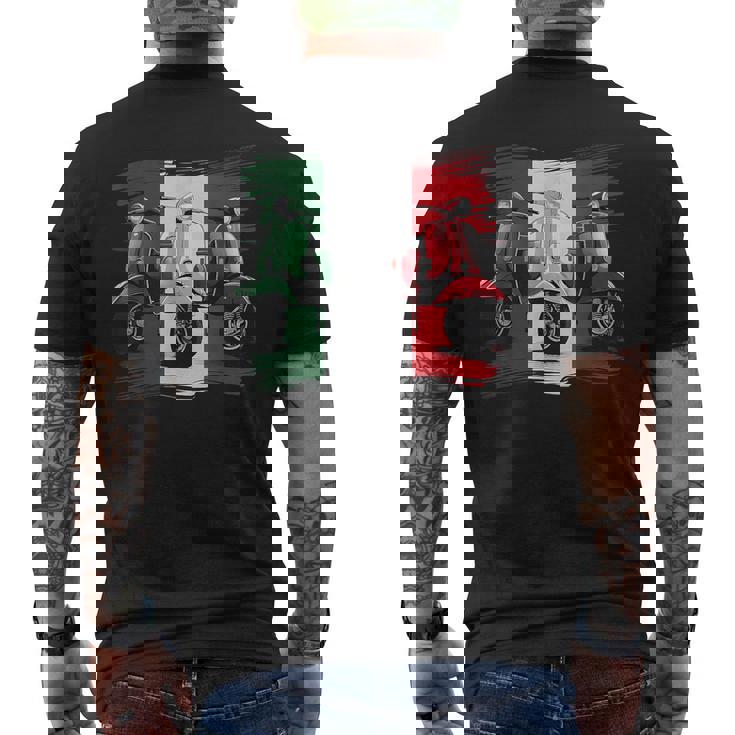 スクーター バイク バイク スクート イタリア国旗 原付スクーター メンズTシャツ バックプリント