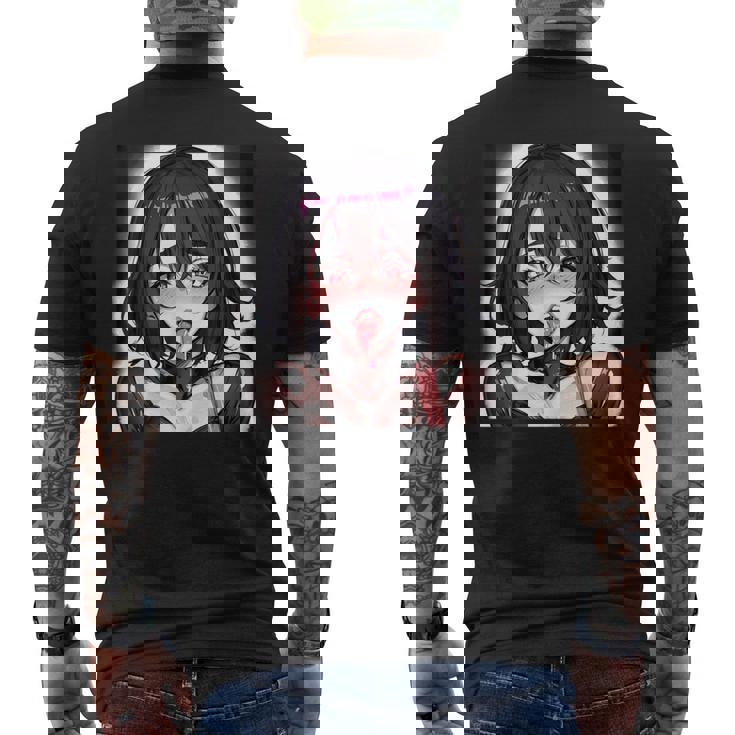 スケベなアニメガール エッチ・ワイフ アニメ 変態 メンズTシャツ バックプリント