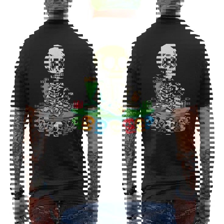 スケルトン ポーカー トランプ ギャンブル カジノ スカル ゲーム カード メンズTシャツ バックプリント