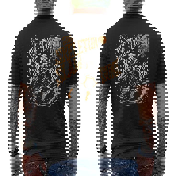 スケルトンスラムダンク 怖いバスケットボール ハロウィン メンズTシャツ バックプリント