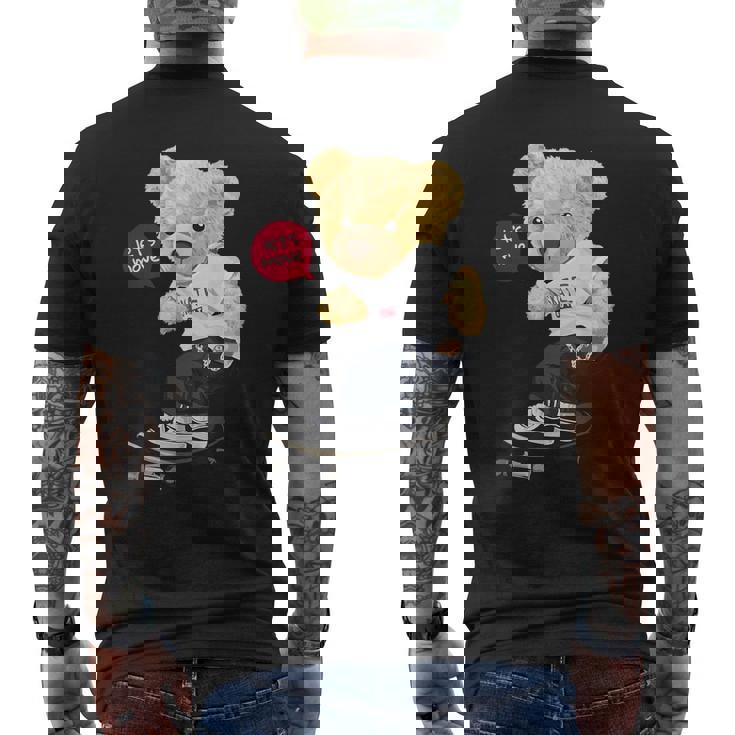 スケートボーダー クマ メンズTシャツ バックプリント