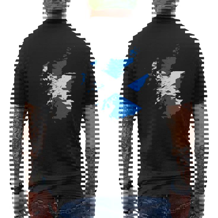 スコットランドの地図と旗の胸のロゴ スコットランドのお土産 メンズTシャツ バックプリント