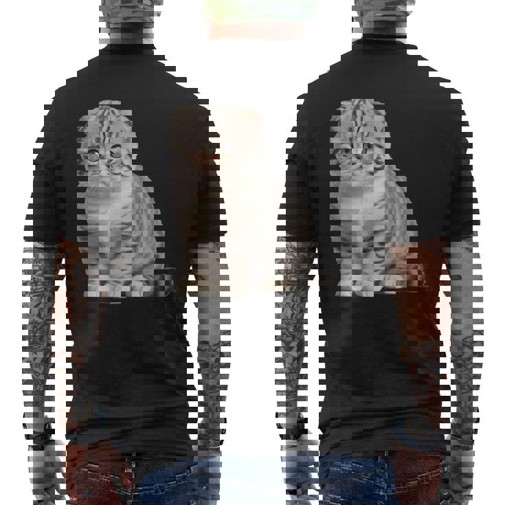 スコティッシュフォールド シンプルデザイン メンズTシャツ バックプリント