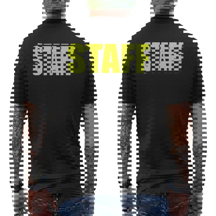 スタッフ社員 イベントスタッフ表裏 黄文字 メンズTシャツ バックプリント