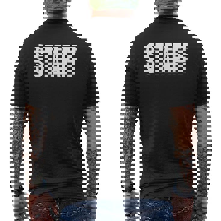 スタッフ社員 イベントスタッフ表裏プリント 白 メンズTシャツ バックプリント