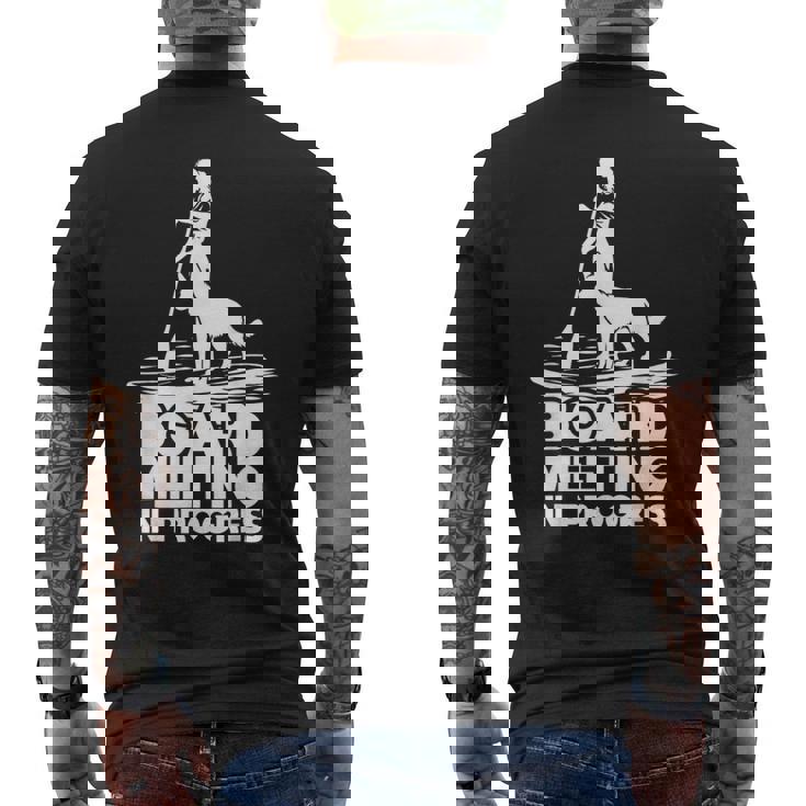 スタンドアップ パドリングボード ミーティングup 犬upボード パドリング メンズTシャツ バックプリント